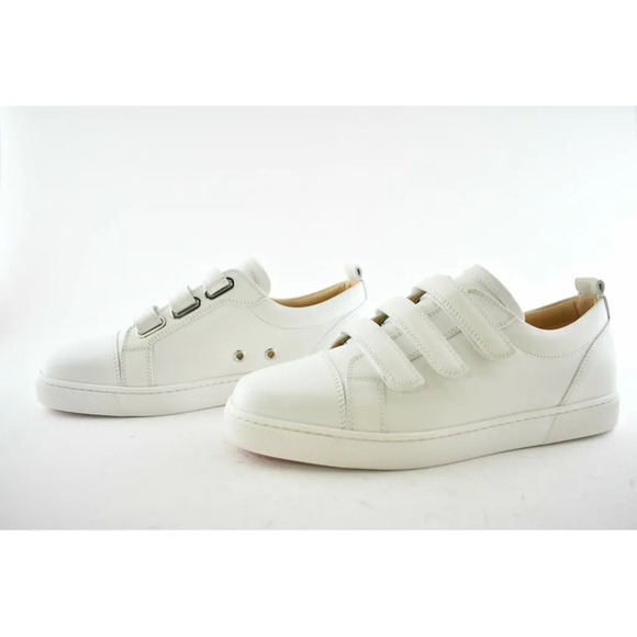 Christian Louboutin Kiddo Donna Flat Calf Leather White Strap Trainer Sneaker 40 - Picture 10 of 12